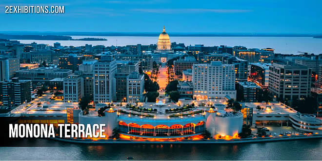 Monona Terrace is an iconic community and convention center on Lake Monona in gorgeous downtown Madison, Wisconsin, designed by architect Frank Lloyd Wright.
